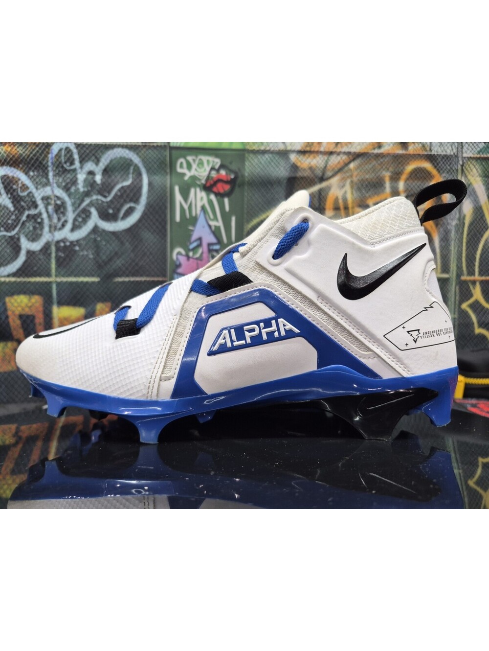 Nike Alpha Menace Pro 3 Football Cleats Mens Size 9M White Blue CT6649-101